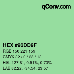 Color code: HEX #96DD9F | qconv.com