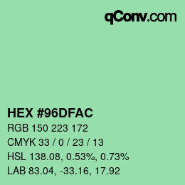颜色代码: HEX #96DFAC | qconv.com