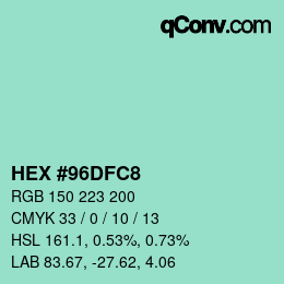 颜色代码: HEX #96DFC8 | qconv.com