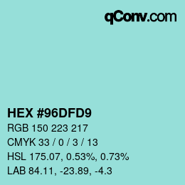 Código de color: HEX #96DFD9 | qconv.com