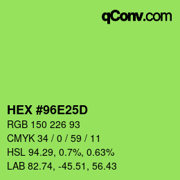 カラーコード: HEX #96E25D | qconv.com