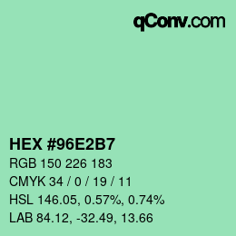 カラーコード: HEX #96E2B7 | qconv.com