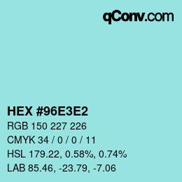 Color code: HEX #96E3E2 | qconv.com