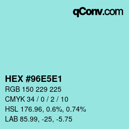 Color code: HEX #96E5E1 | qconv.com