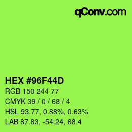 Farbcode: HEX #96F44D | qconv.com