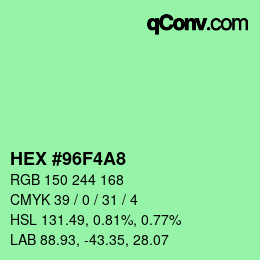Color code: HEX #96F4A8 | qconv.com