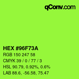 Color code: HEX #96F73A | qconv.com