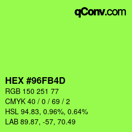 カラーコード: HEX #96FB4D | qconv.com