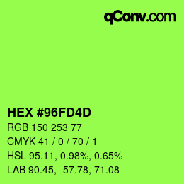 カラーコード: HEX #96FD4D | qconv.com