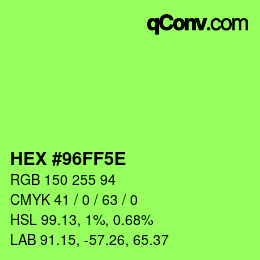 Código de color: HEX #96FF5E | qconv.com