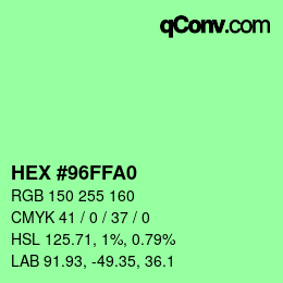 カラーコード: HEX #96FFA0 | qconv.com