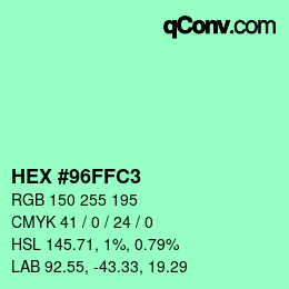 Color code: HEX #96FFC3 | qconv.com