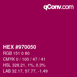 颜色代码: HEX #970050 | qconv.com