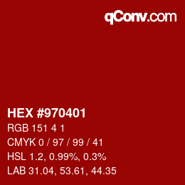 Color code: HEX #970401 | qconv.com