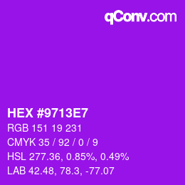 Color code: HEX #9713E7 | qconv.com
