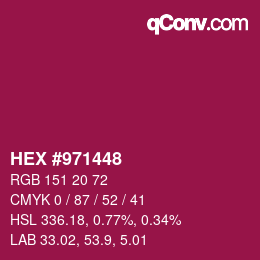 颜色代码: HEX #971448 | qconv.com