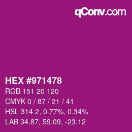 颜色代码: HEX #971478 | qconv.com