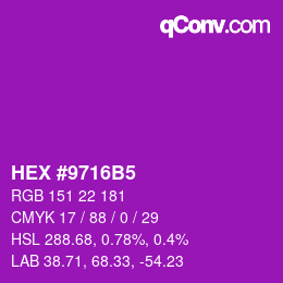 颜色代码: HEX #9716B5 | qconv.com