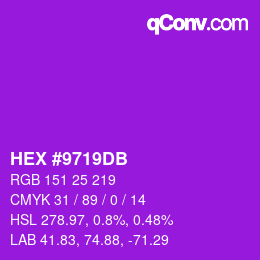 カラーコード: HEX #9719DB | qconv.com