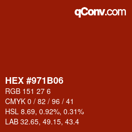 Color code: HEX #971B06 | qconv.com