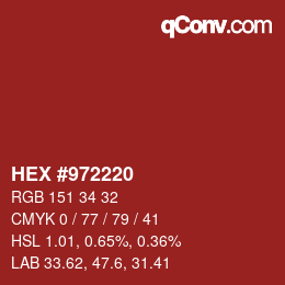 カラーコード: HEX #972220 | qconv.com