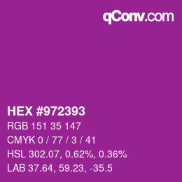 カラーコード: HEX #972393 | qconv.com