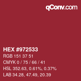 颜色代码: HEX #972533 | qconv.com