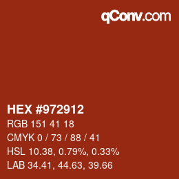 颜色代码: HEX #972912 | qconv.com