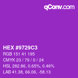 Color code: HEX #9729C3 | qconv.com