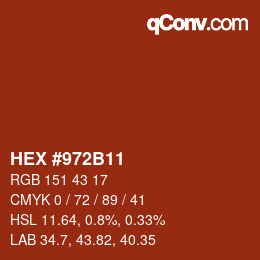 Código de color: HEX #972B11 | qconv.com