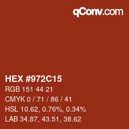 Color code: HEX #972C15 | qconv.com