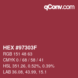 Color code: HEX #97303F | qconv.com
