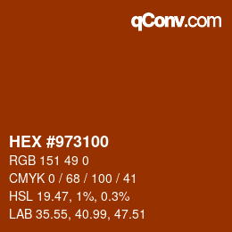 Color code: HEX #973100 | qconv.com
