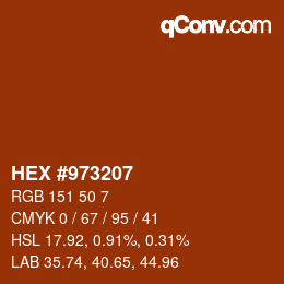 颜色代码: HEX #973207 | qconv.com