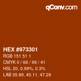 Color code: HEX #973301 | qconv.com