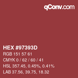 Code couleur: HEX #97393D | qconv.com