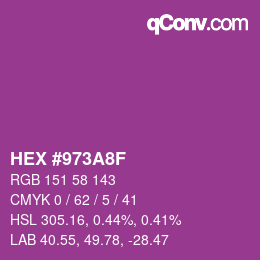 Color code: HEX #973A8F | qconv.com