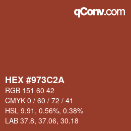 Color code: HEX #973C2A | qconv.com