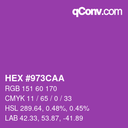 カラーコード: HEX #973CAA | qconv.com