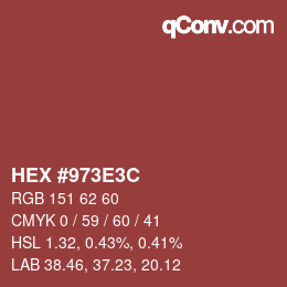 Color code: HEX #973E3C | qconv.com