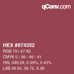 カラーコード: HEX #974352 | qconv.com