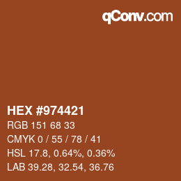 Farbcode: HEX #974421 | qconv.com