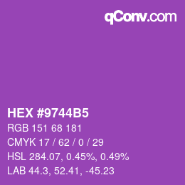 カラーコード: HEX #9744B5 | qconv.com