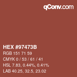 颜色代码: HEX #97473B | qconv.com