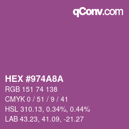 カラーコード: HEX #974A8A | qconv.com