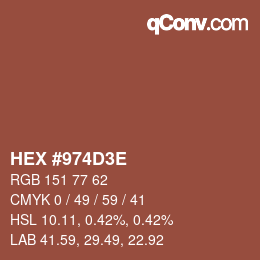 Color code: HEX #974D3E | qconv.com