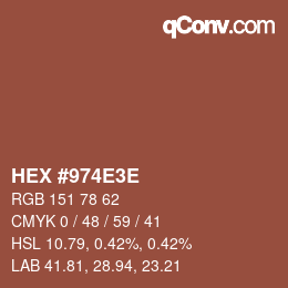 Color code: HEX #974E3E | qconv.com