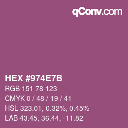颜色代码: HEX #974E7B | qconv.com