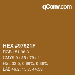 颜色代码: HEX #97621F | qconv.com