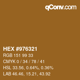 Farbcode: HEX #976321 | qconv.com